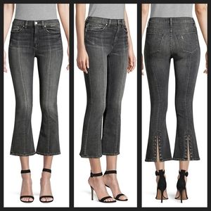 Hudson Holly Mid Rise Cropped Flare Slit Back Jeans